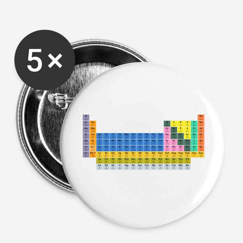 PeriodicTable - Buttons klein 25 mm (5er Pack) - Weiß