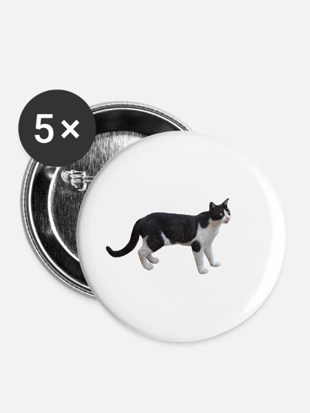 cat katze - Buttons klein 25 mm (5er Pack) - Weiß