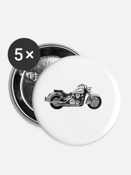 Motorrad - Buttons klein 25 mm (5er Pack) - Weiß