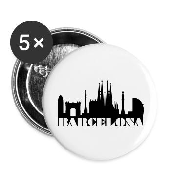 Skyline Barcelona Espagne - Lot de 5 petits badges (25 mm) - blanc - Devant