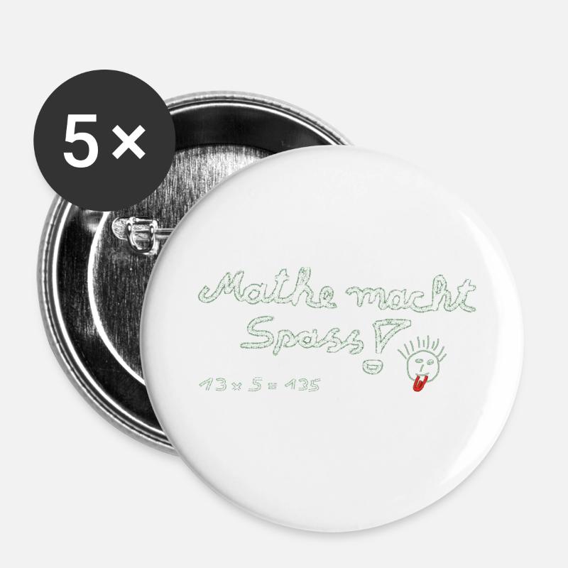 Math est un plaisir! - Lot de 5 petits badges (25 mm) - blanc
