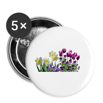 daffodils daffodils tulips tulips stiefmuetterchen - Buttons small 1''/25 mm (5-pack) - white - Front