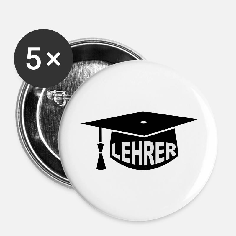 Enseignant - Mortier - Lot de 5 petits badges (25 mm) - blanc