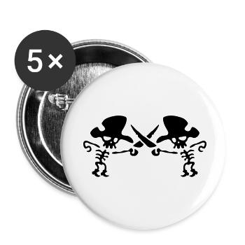 Pirates with crossed swords - Buttons small 1''/25 mm (5-pack) - white - Front
