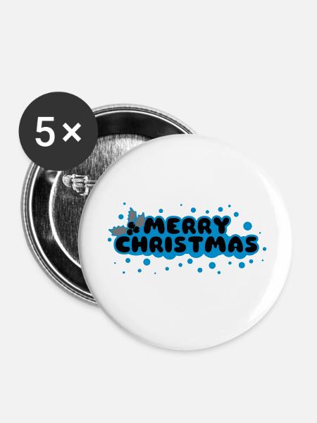Merry Christmas - Buttons klein 25 mm (5er Pack) - Weiß