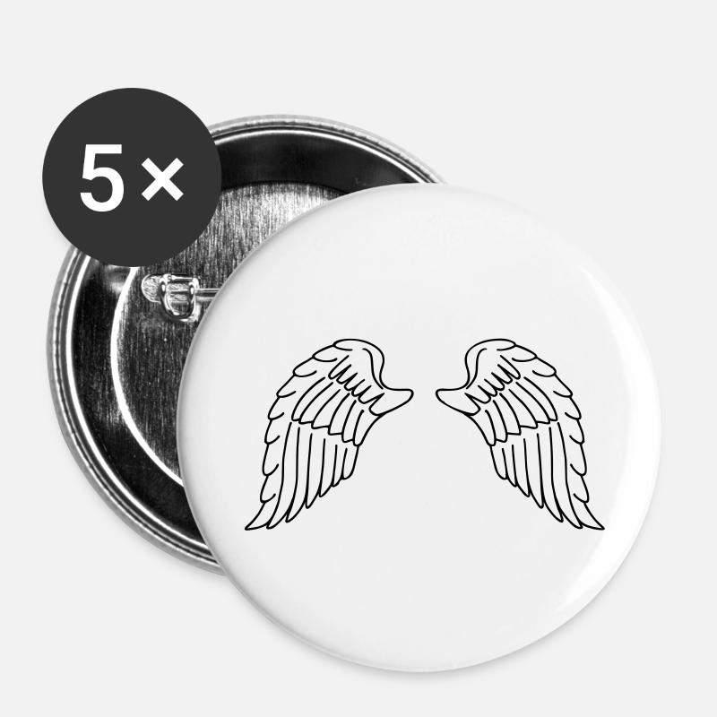 Wings - Lot de 5 petits badges (25 mm) - blanc