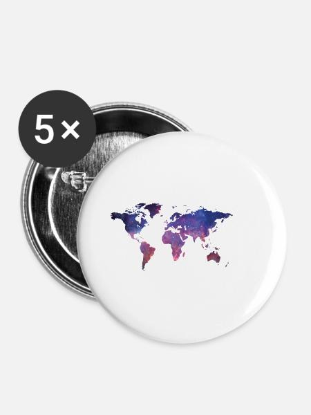 Welt bei Nacht - Buttons klein 25 mm (5er Pack) - Weiß