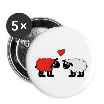 sheep happily in love sheep sheep lamb heart - Buttons small 1''/25 mm (5-pack) - white - Front