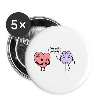Learn Heart - Buttons small 1''/25 mm (5-pack) - white - Front