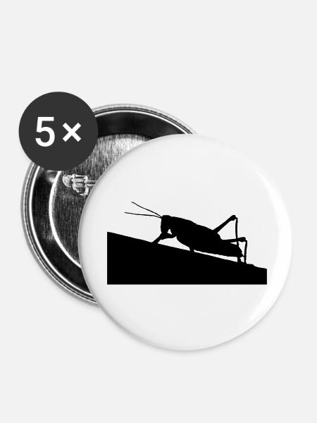 Heuschrecke - Buttons klein 25 mm (5er Pack) - Weiß