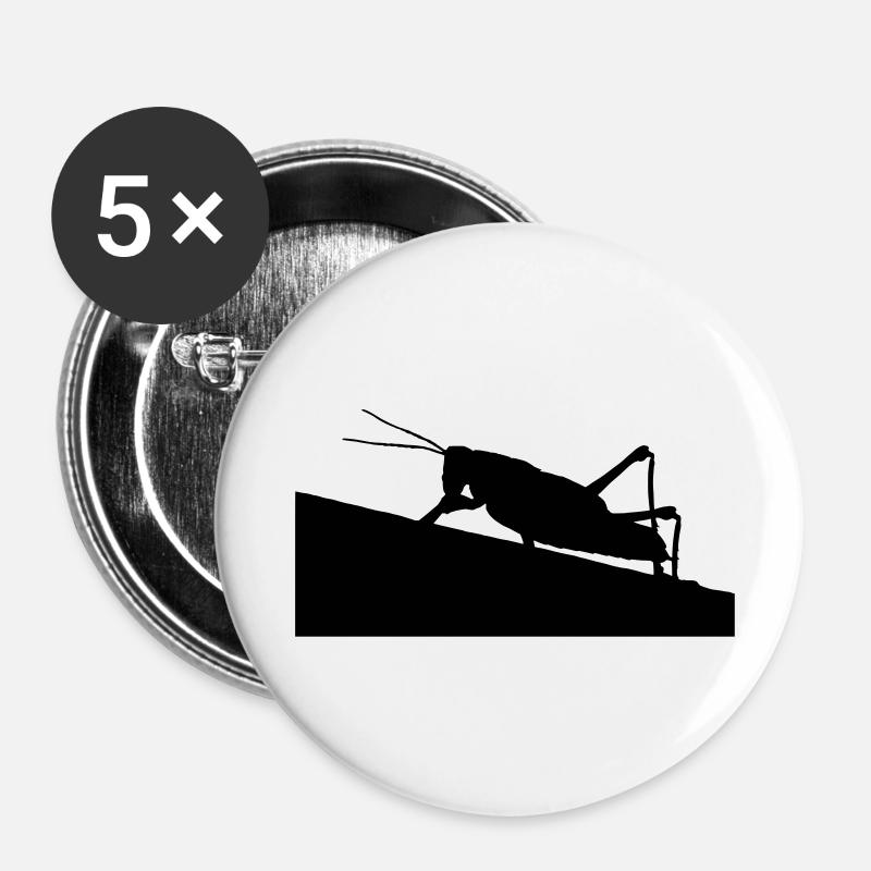 Sauterelles - Lot de 5 petits badges (25 mm) - blanc