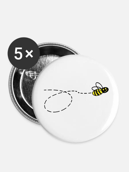 Flotte Biene 2 - Buttons klein 25 mm (5er Pack) - Weiß