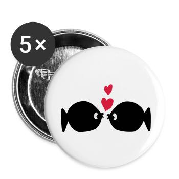 fishes_in_love - Buttons small 1''/25 mm (5-pack) - white - Front