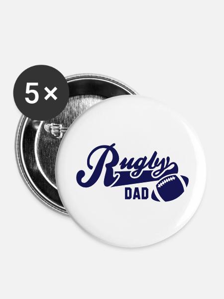 Rugby DAD - Buttons klein 25 mm (5er Pack) - Weiß
