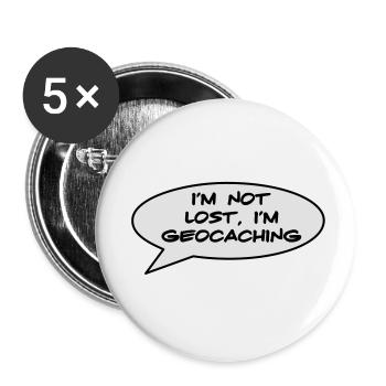 Geocaching - Buttons klein 25 mm (5er Pack) - Weiß - Vorne