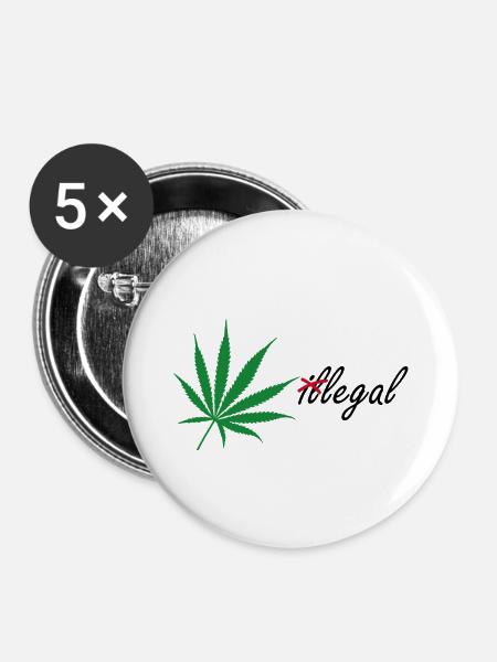 (il)legal Cannabis legalize it - Buttons klein 25 mm (5er Pack) - Weiß