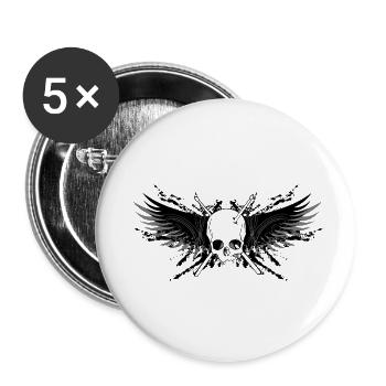 Skull Gothic Drumsticks Rock Metal Gothic Biker - Buttons small 1''/25 mm (5-pack) - white - Front