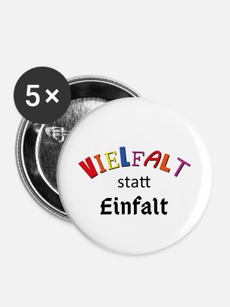 Vielfalt statt Einfalt - Buttons klein 25 mm (5er Pack) - Weiß