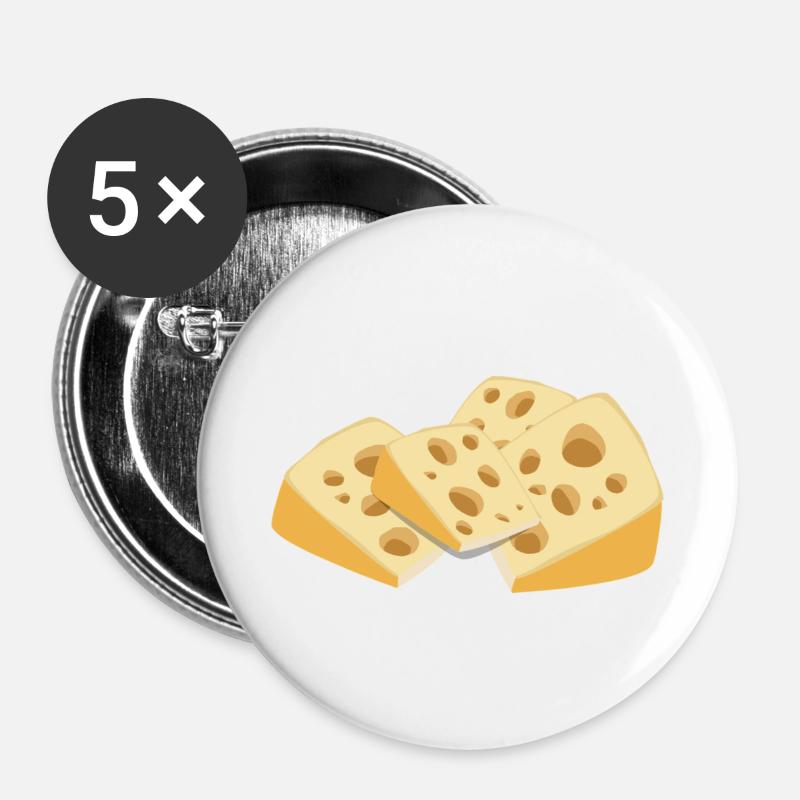 fromage suisse - Lot de 5 petits badges (25 mm) - blanc