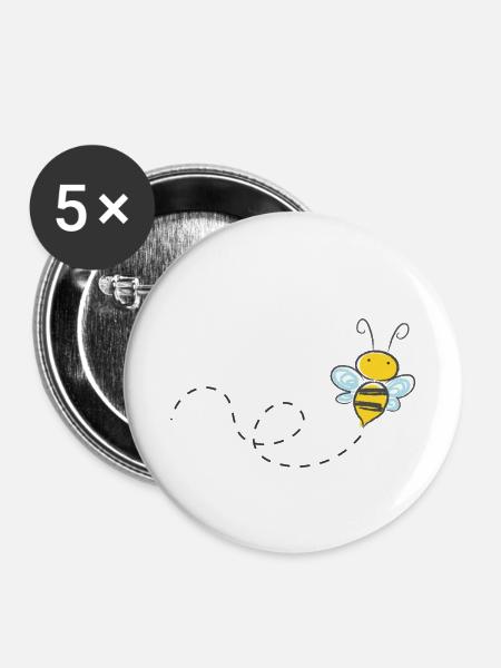 Kleines Bienchen - Buttons klein 25 mm (5er Pack) - Weiß