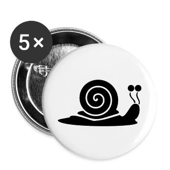 Schnecke mit Schneckenhaus - Buttons klein 25 mm (5er Pack) - Weiß - Vorne