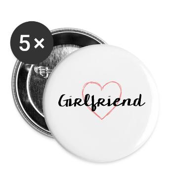 Girlfriend heart bachelor party - Buttons small 1''/25 mm (5-pack) - white - Front