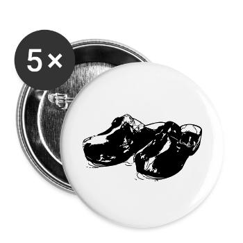 Chaussure en bois Hölzler - Lot de 5 petits badges (25 mm) - blanc - Devant