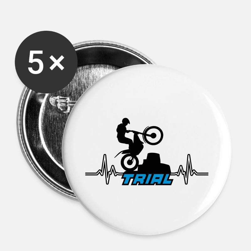 trial motocross - Buttons small 1''/25 mm (5-pack) - white
