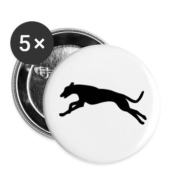 Laufender Hund - Buttons klein 25 mm (5er Pack) - Weiß - Vorne