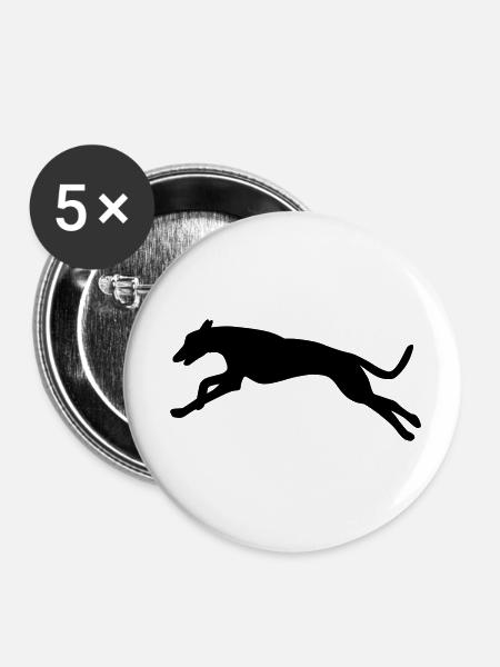 Laufender Hund - Buttons klein 25 mm (5er Pack) - Weiß