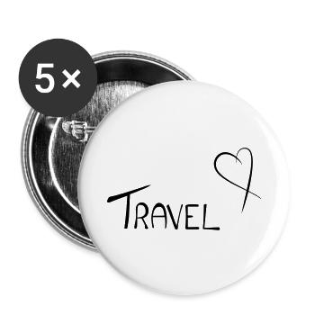 Travelheart - voyage - amour - Lot de 5 petits badges (25 mm) - blanc - Devant