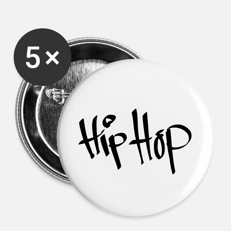 hip hop - Buttons small 1''/25 mm (5-pack) - white