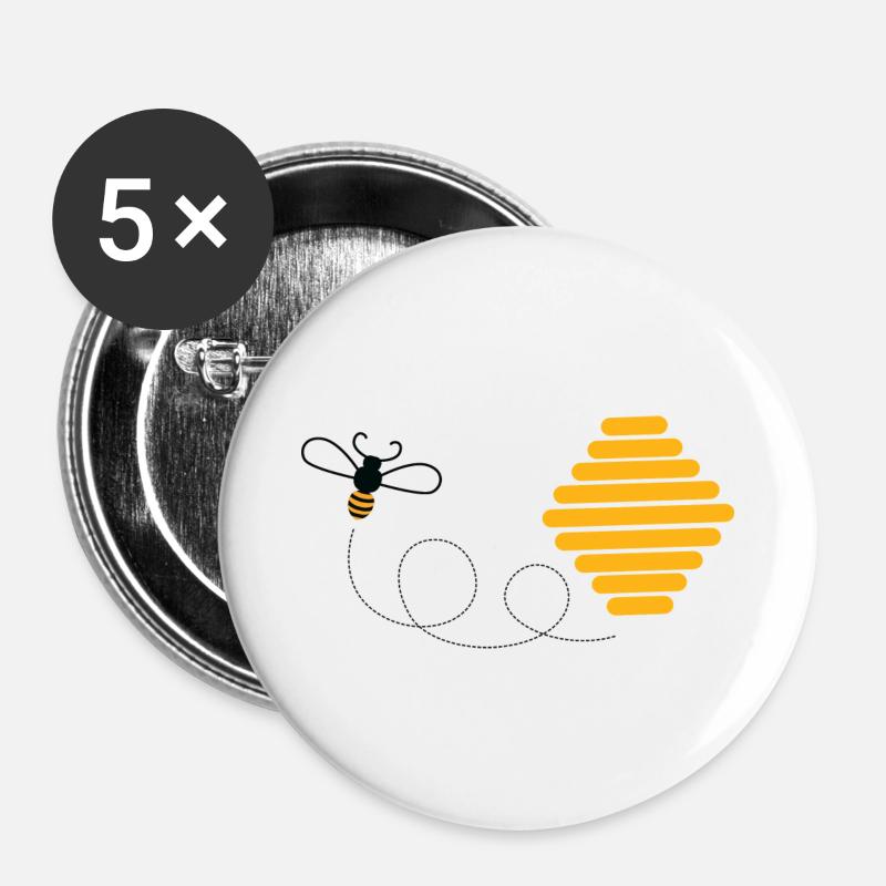 Honey Bee Honeycomb Honeybee Bee Queen Nectar - Buttons small 1''/25 mm (5-pack) - white