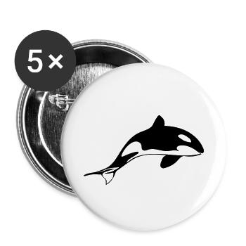 Orca - Lot de 5 petits badges (25 mm) - blanc - Devant