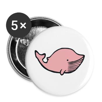Wal Kind Kinder Baby Fisch Geschenkidee - Buttons klein 25 mm (5er Pack) - Weiß - Vorne