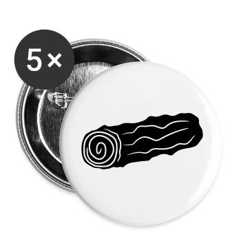 schwarz baumstamm holz stock feuerholz huette holz - Buttons klein 25 mm (5er Pack) - Weiß - Vorne