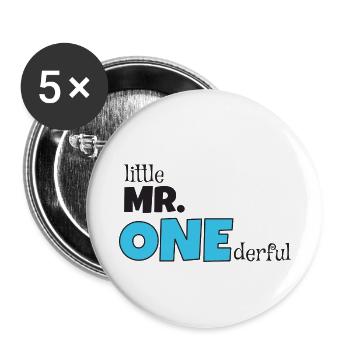 1st Birthday First Birthday Boy Boy One Mister - Buttons small 1''/25 mm (5-pack) - white - Front