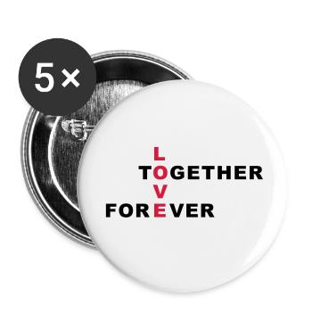 Love together forever - Buttons klein 25 mm (5er Pack) - Weiß - Vorne