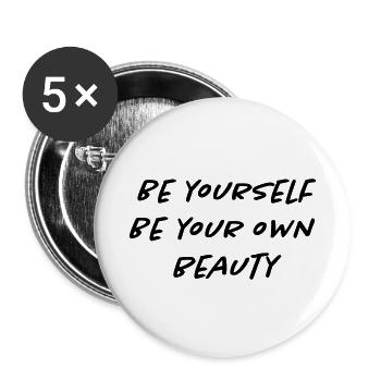 sois toi-même sois ta propre beauté - Lot de 5 petits badges (25 mm) - blanc - Devant