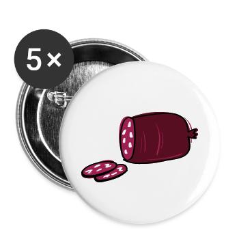 schöne gezeichnete Wurst - Buttons klein 25 mm (5er Pack) - Weiß - Vorne