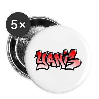 graffiti tag prénom YANIS rouge - Lot de 5 petits badges (25 mm) - blanc - Devant