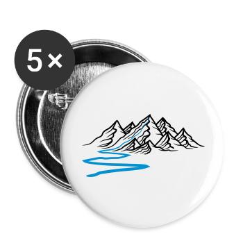 route fluss wanderweg berge huegel alpen wandern u - Buttons klein 25 mm (5er Pack) - Weiß - Vorne
