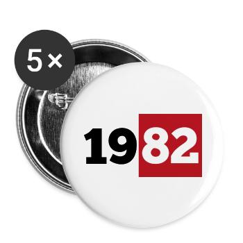 Jahrgang 1982 Geburtsdatum Geschenk - Buttons klein 25 mm (5er Pack) - Weiß - Vorne