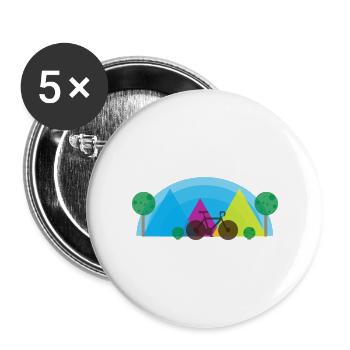 Cyclocross Mountain Bike MTB Road Bike Gift - Buttons small 1''/25 mm (5-pack) - white - Front