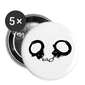 menottes - Lot de 5 petits badges (25 mm) - blanc - Devant