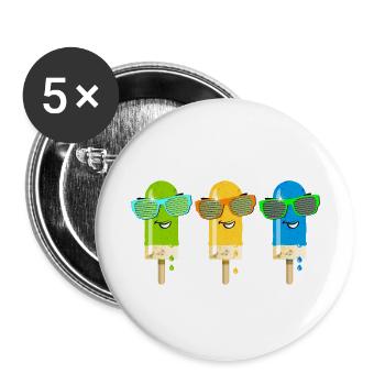 Eis am Stiel Sommerhitze coole Sonnenbrille lecker - Buttons klein 25 mm (5er Pack) - Weiß - Vorne
