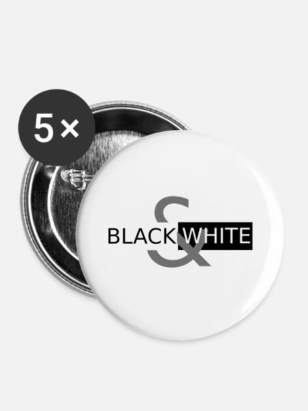 Black&White - Buttons klein 25 mm (5er Pack) - Weiß
