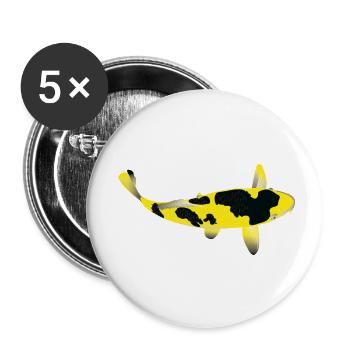 Koi Carp - Yellow and Black - Buttons small 1''/25 mm (5-pack) - white - Front