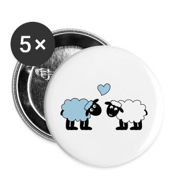 sheep happily in love sheep sheep lamb heart - Buttons small 1''/25 mm (5-pack) - white - Front