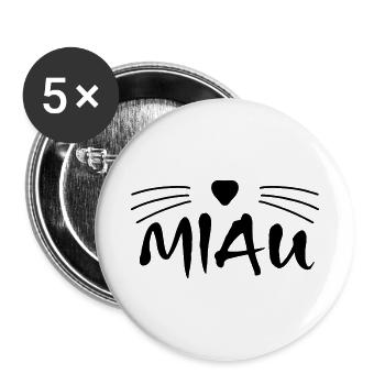 Miau Katze Geschenkidee - Buttons klein 25 mm (5er Pack) - Weiß - Vorne